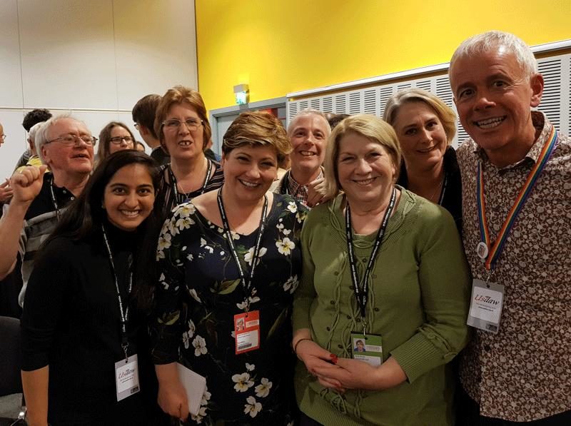 Delegates and visitors from Guildford Labour Party with Shadow Foreign Secretary Emily Thornberry at Party conference in Liverpool. Emily’s message for all party members was solidarity: If we remain united, we can and will win the next election. 