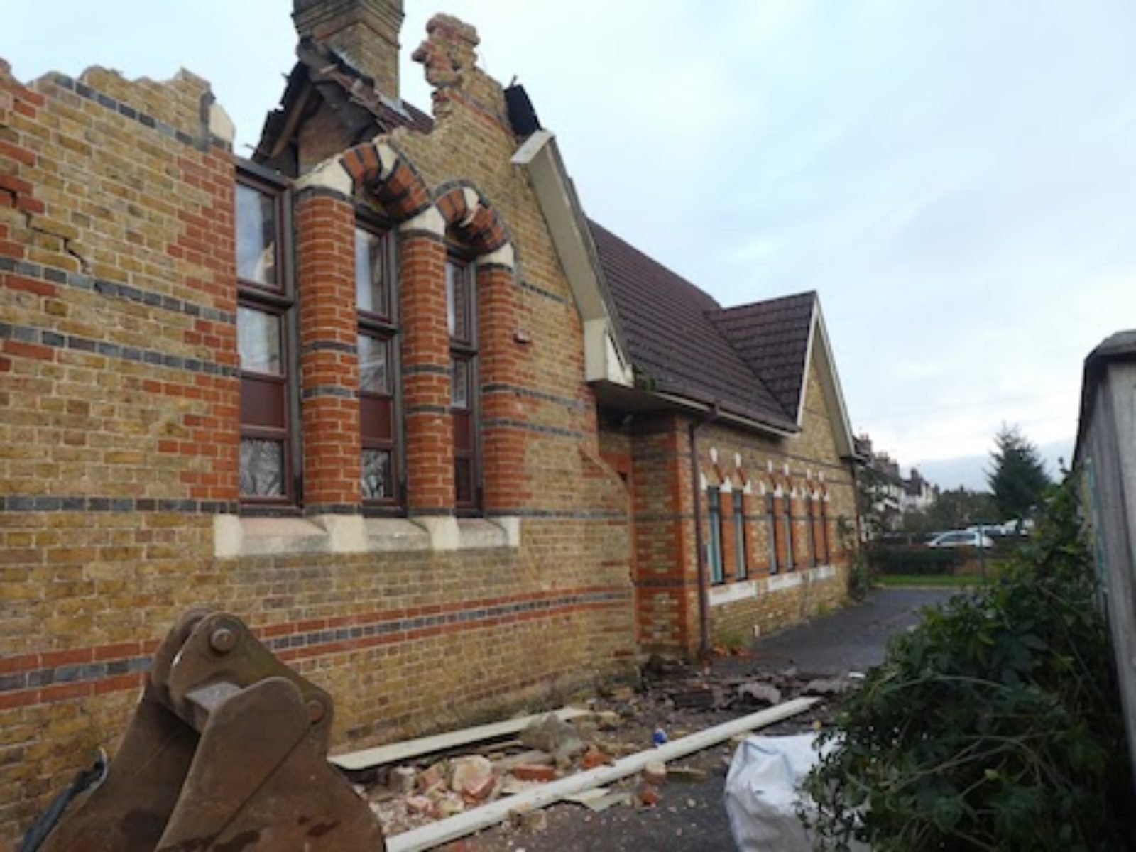 The Old School House being demolished, December 2020. Picture by Cllr Angela Gunning